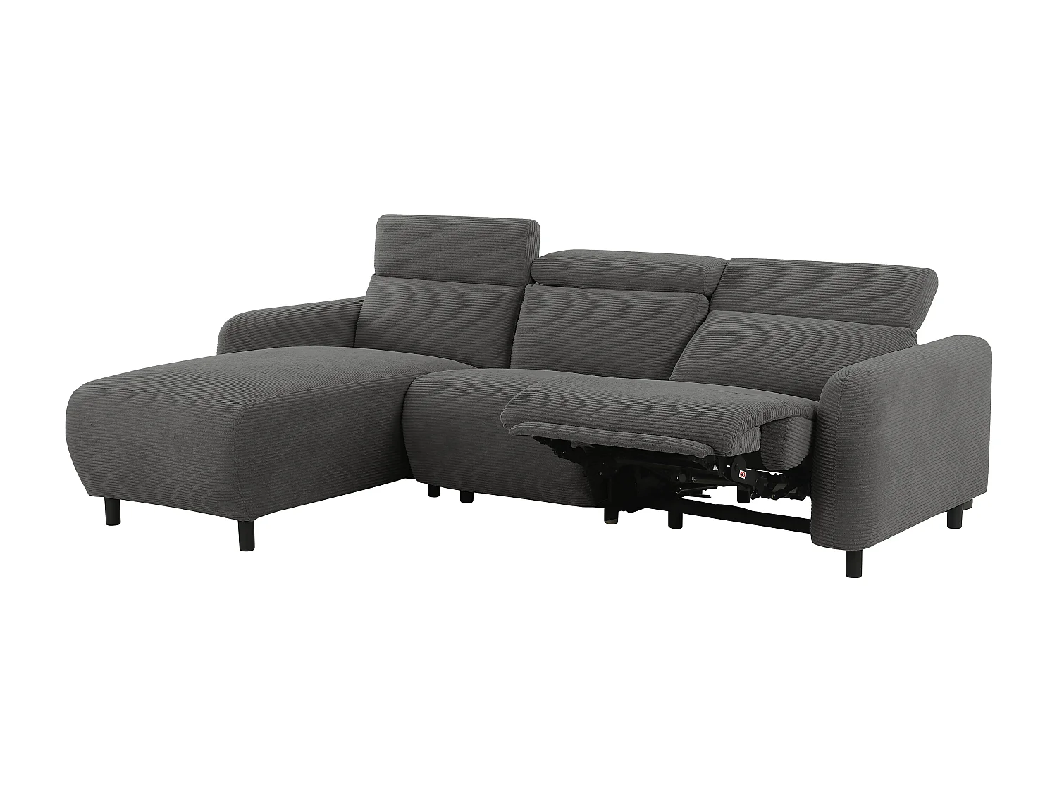 Skaane | Sofa 3 seater with chaise left & electric function in corduroy grey