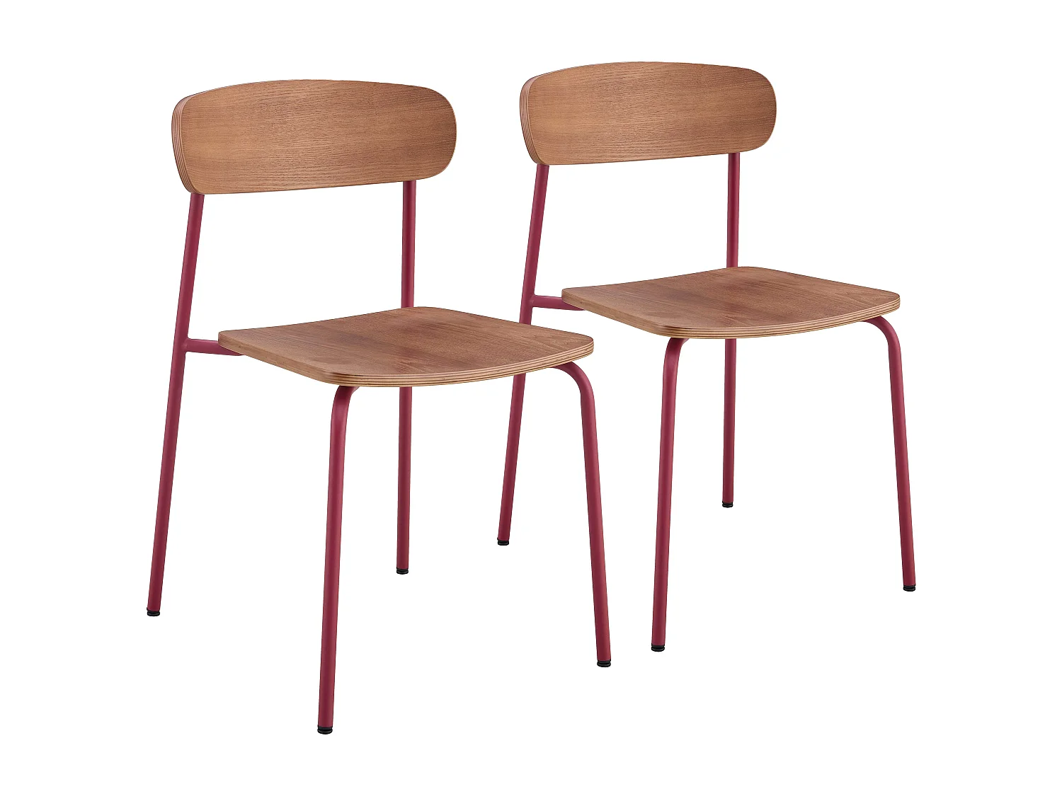 Lot de 2 chaises en bois bordeaux