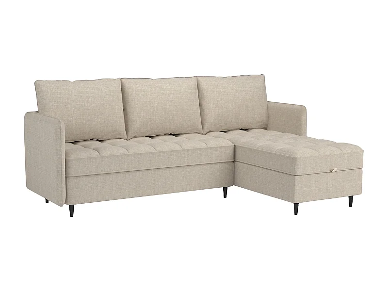 Sofá de 3 lugares com arrumação/chaise longue reversível em tecido crème