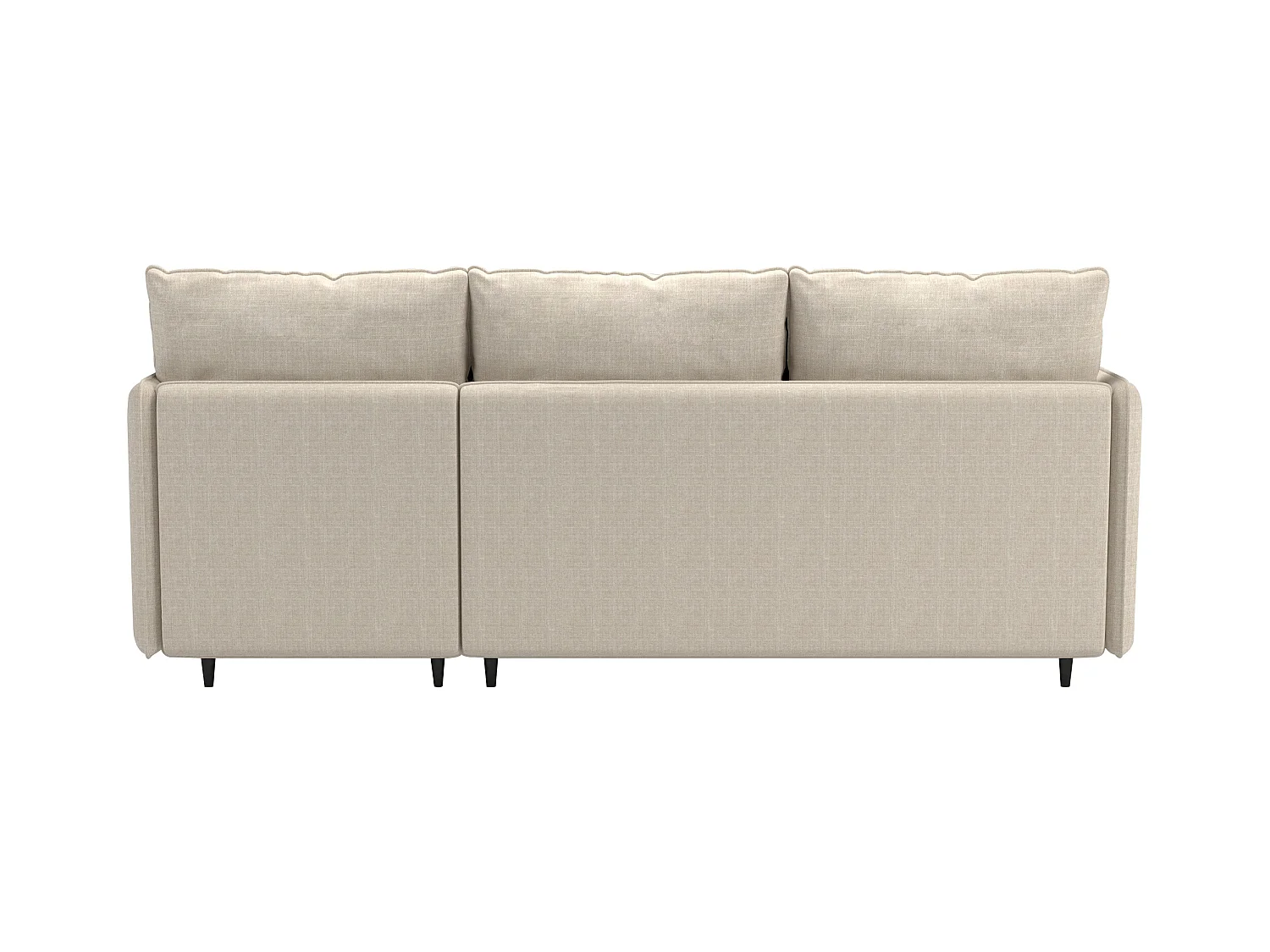 Divano 3 posti con vano portaoggetti/chaise longue reversibile in tessuto crema