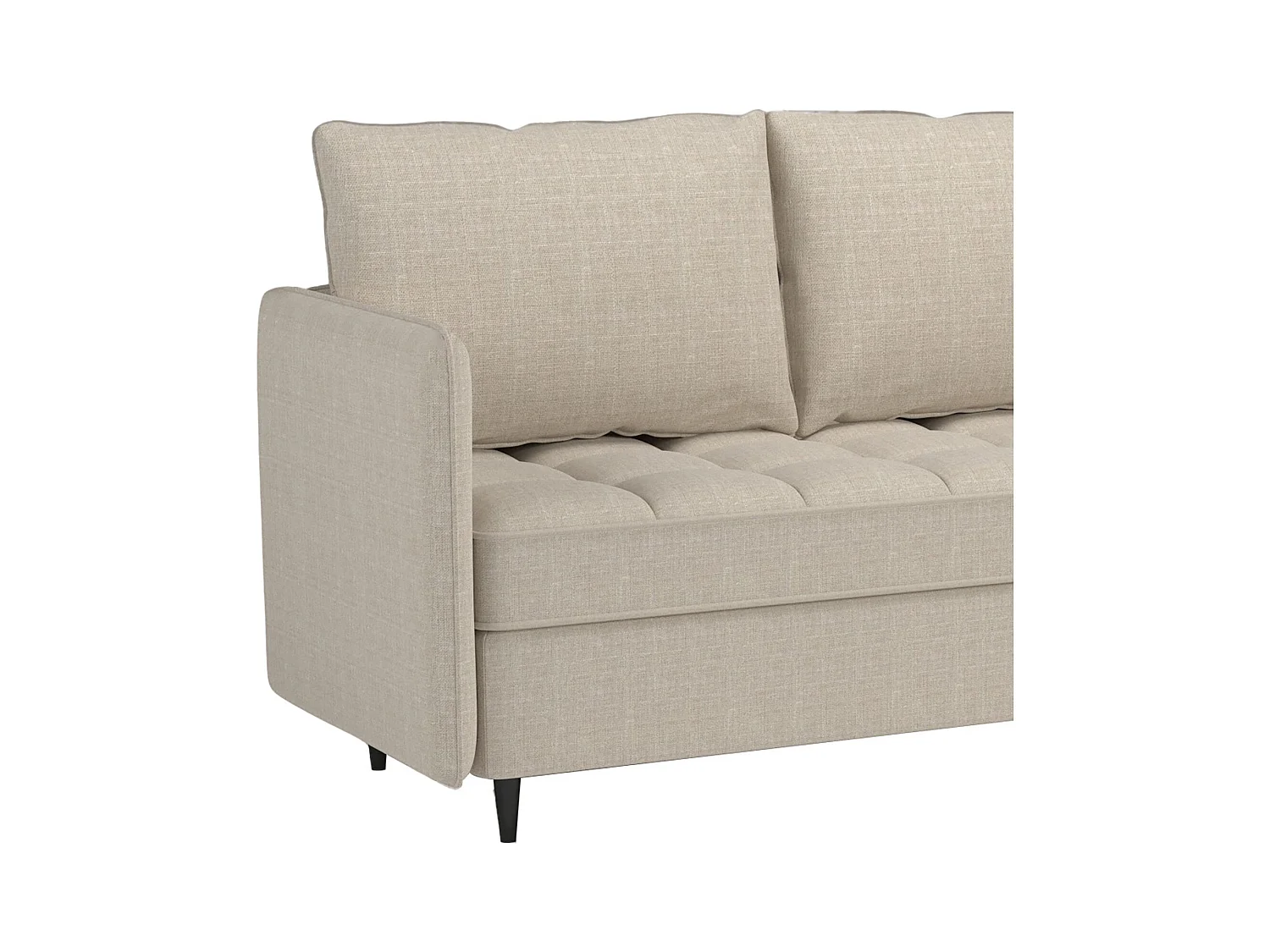 Divano 3 posti con vano portaoggetti/chaise longue reversibile in tessuto crema