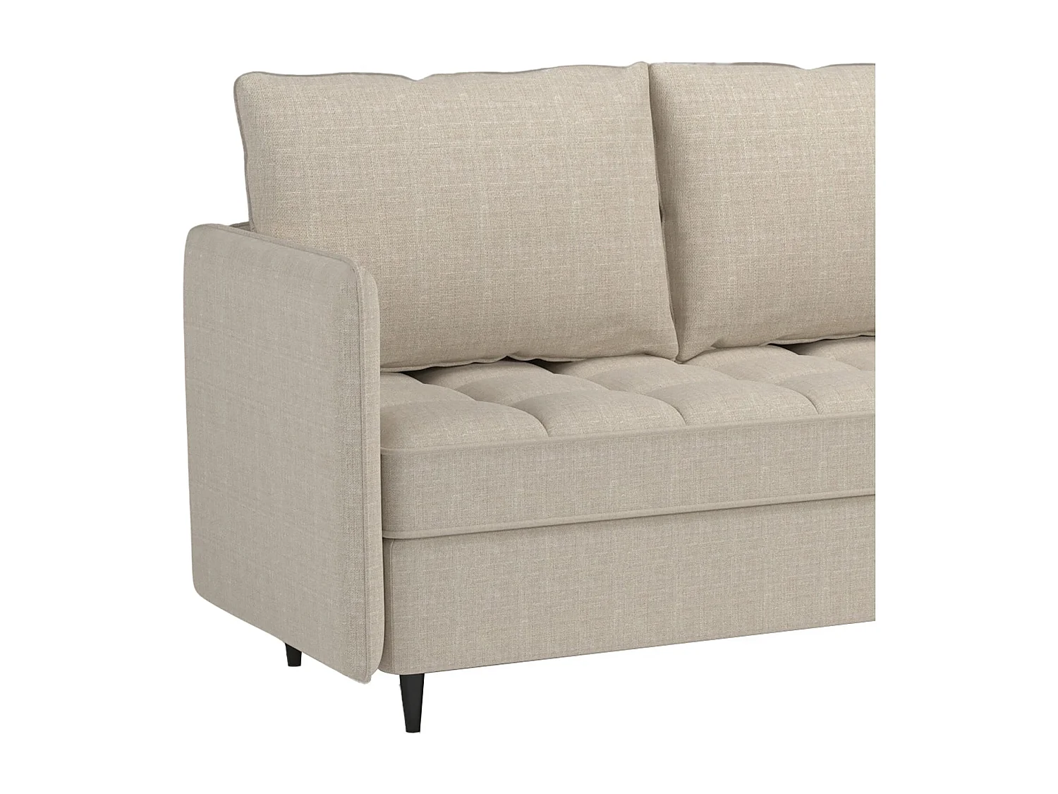 Sofá de 3 plazas con almacenamiento/chaise longue reversible en tela crema