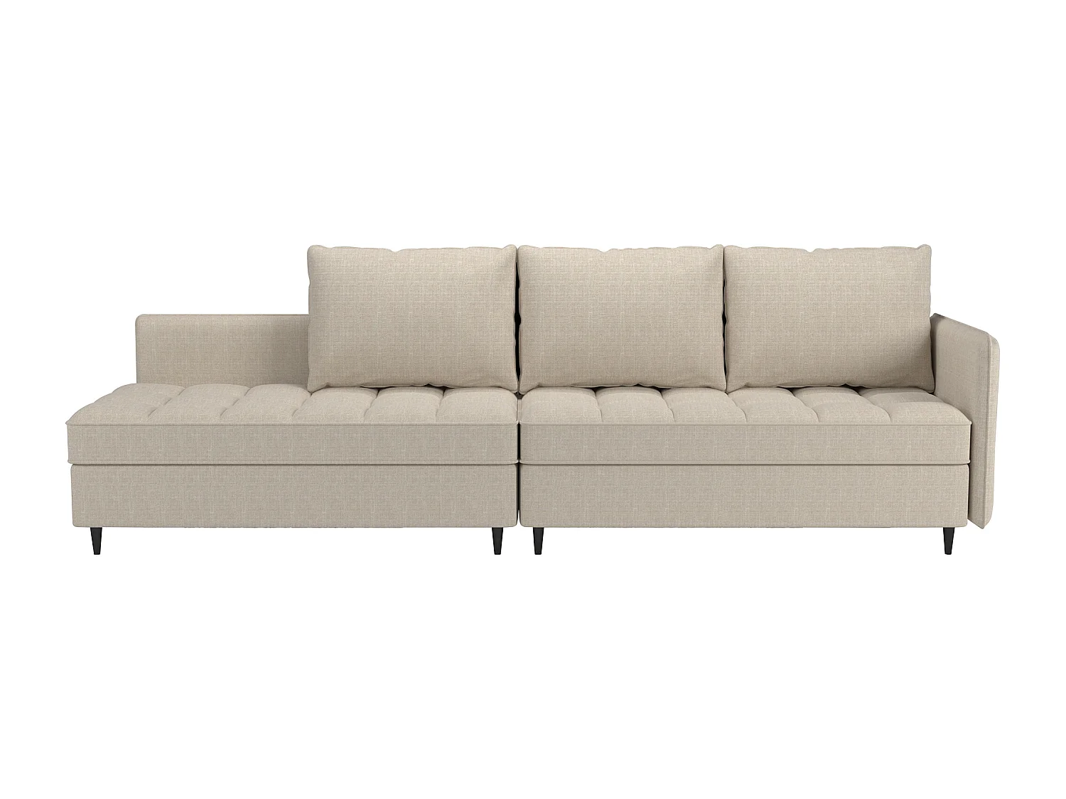 Sofá de 3 plazas con almacenamiento/chaise longue reversible en tela crema
