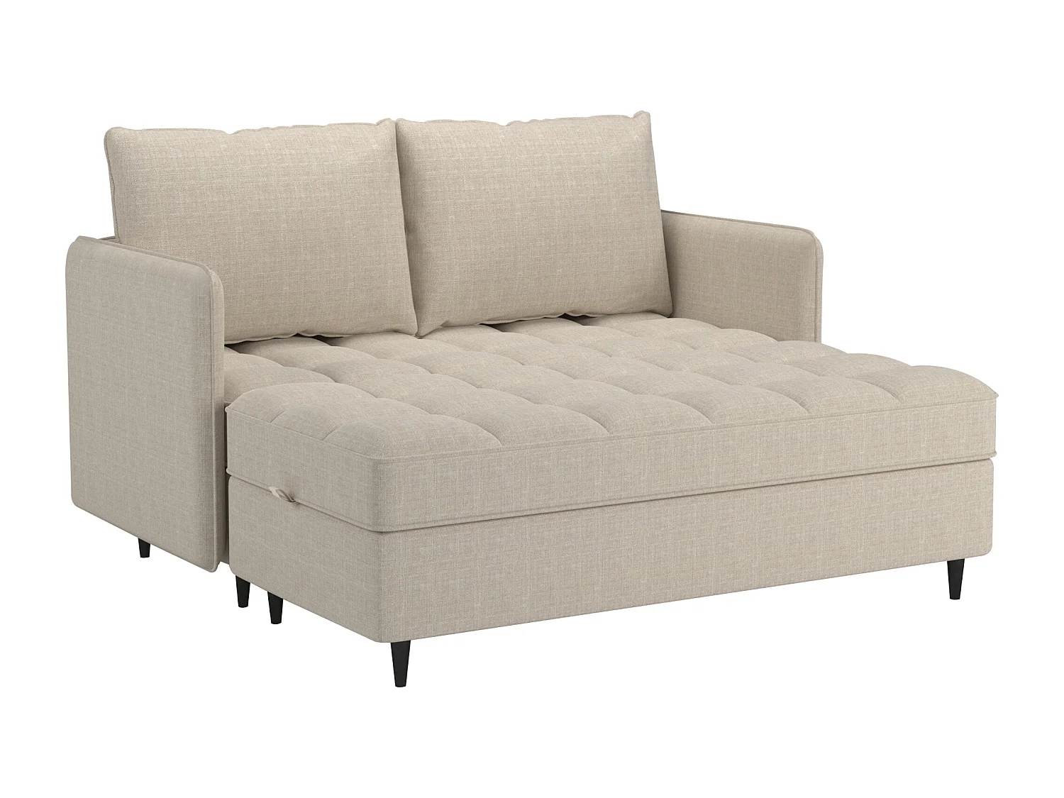 Sofá de 3 plazas con almacenamiento/chaise longue reversible en tela crema