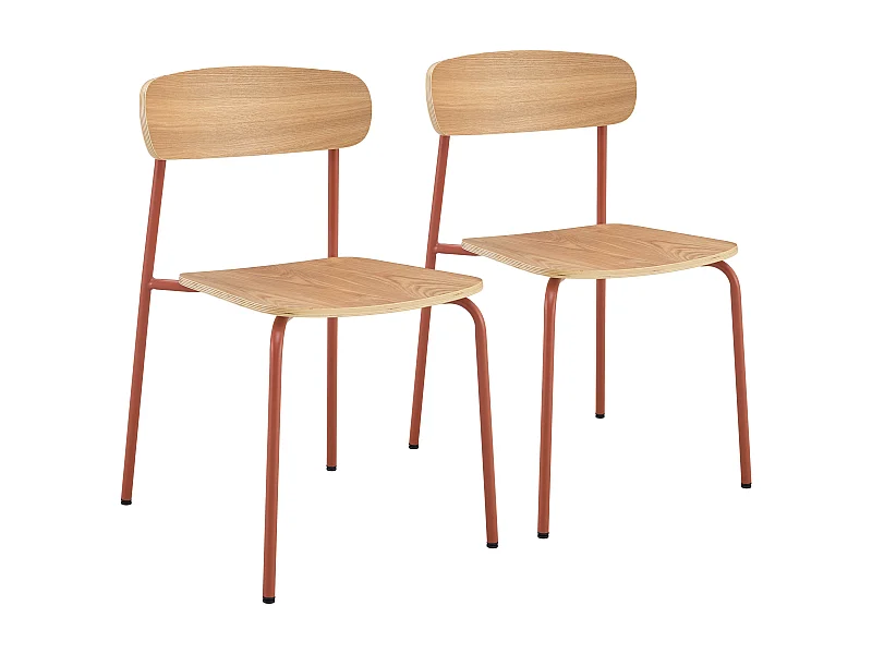 Lot de 2 chaises en bois orange