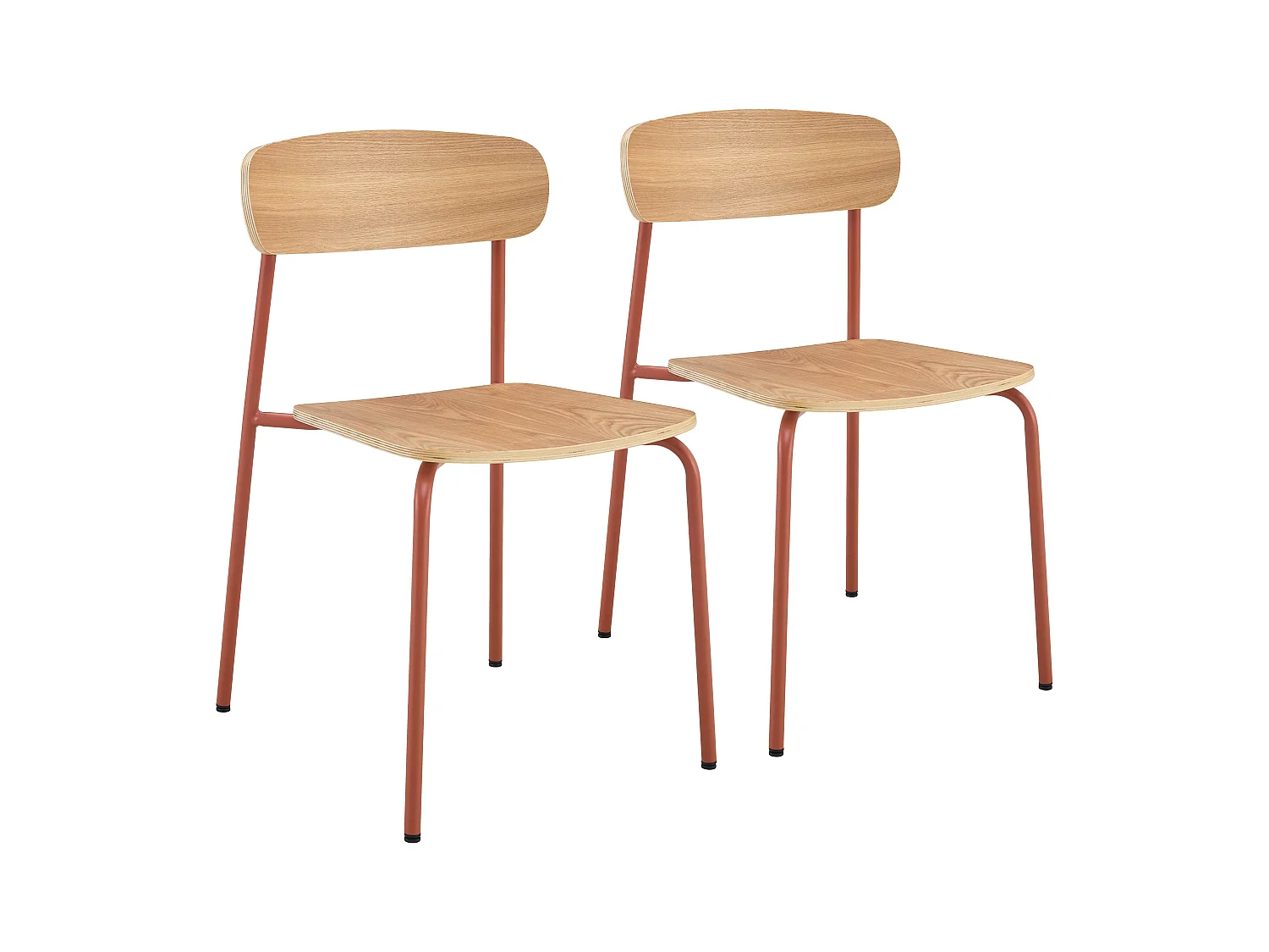 Lot de 2 chaises en bois orange