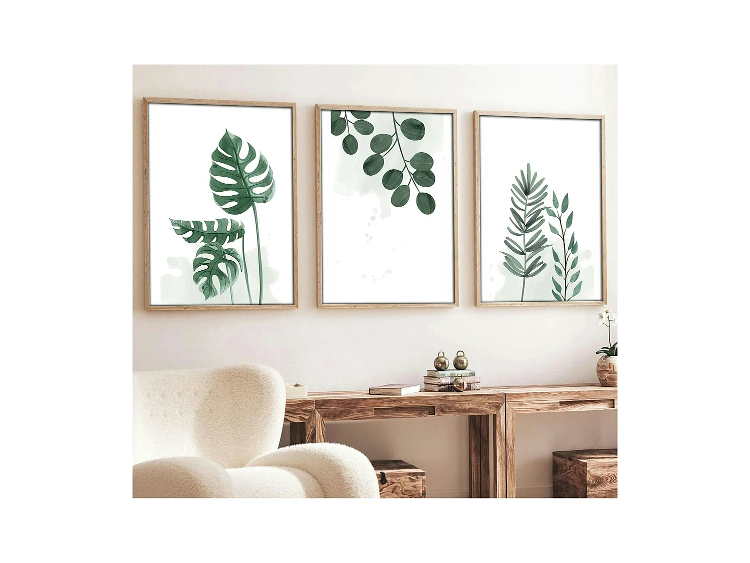 Tableau végétal minimaliste – détail feuillage ( lot de 3)