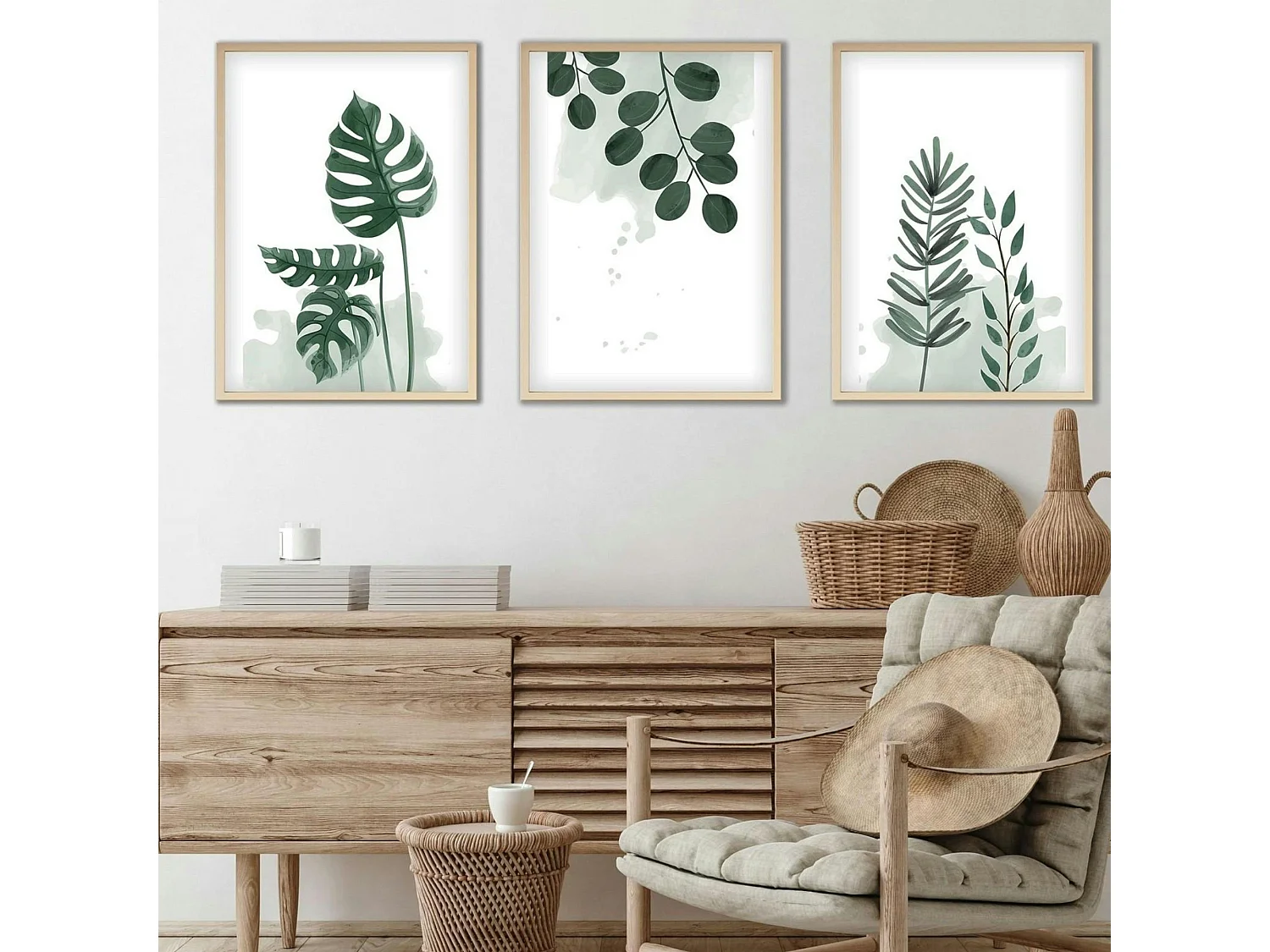 Tableau végétal minimaliste – détail feuillage ( lot de 3)