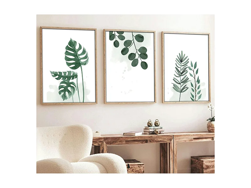 Tableau végétal minimaliste – détail feuillage ( lot de 3)