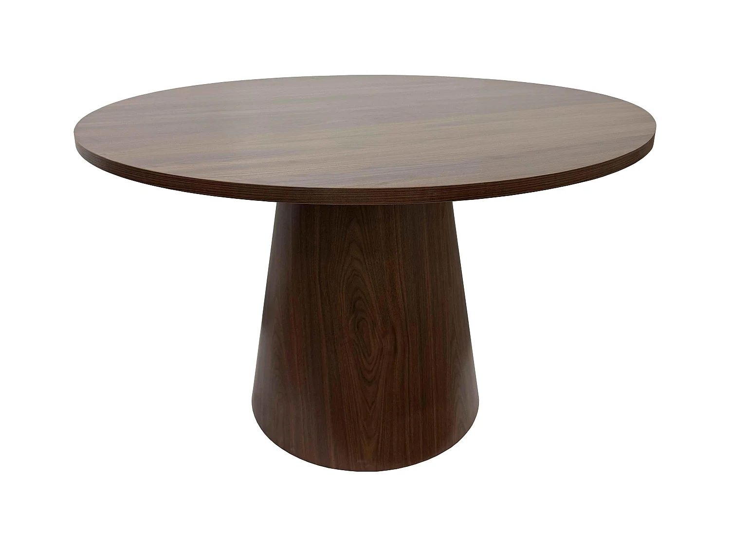 Table à manger scandinave ronde 120 cm effet bois foncé