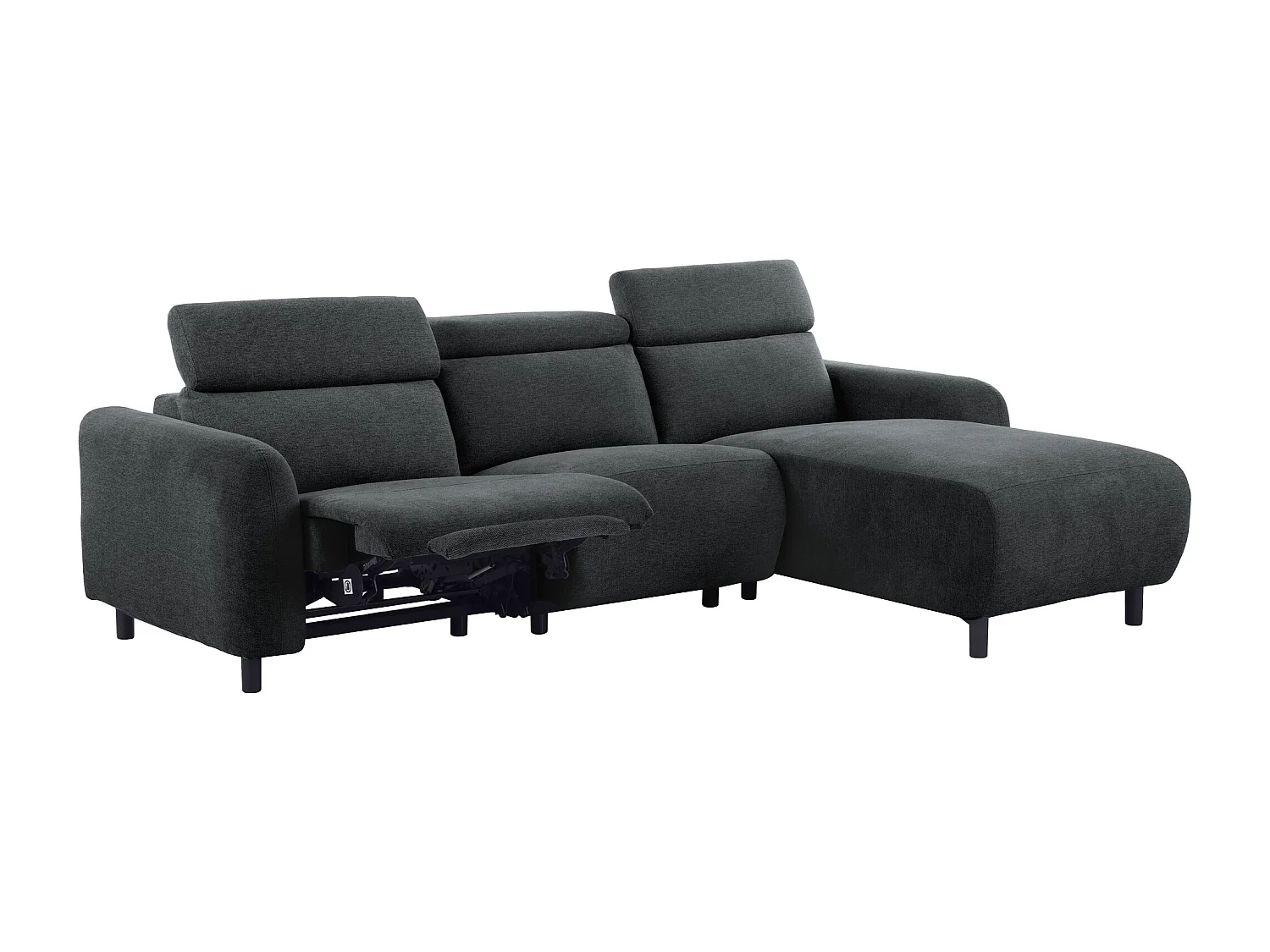 Skaane | Sofa 3 seater with chaise right & electric function in fabric anthracit