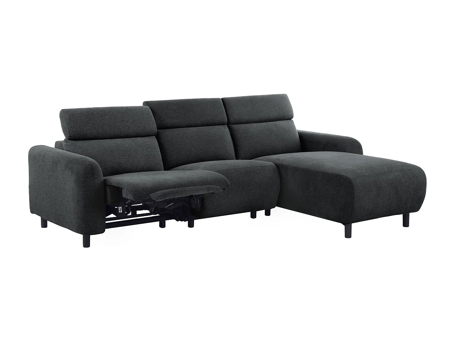 Skaane | Sofa 3 seater with chaise right & electric function in fabric anthracit