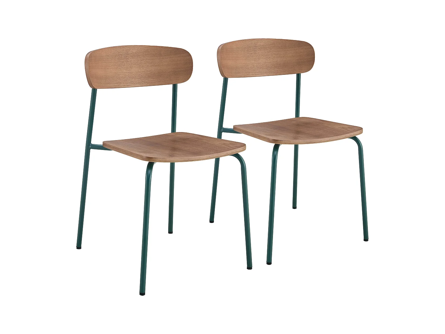 Lot de 2 chaises en bois vert kaki