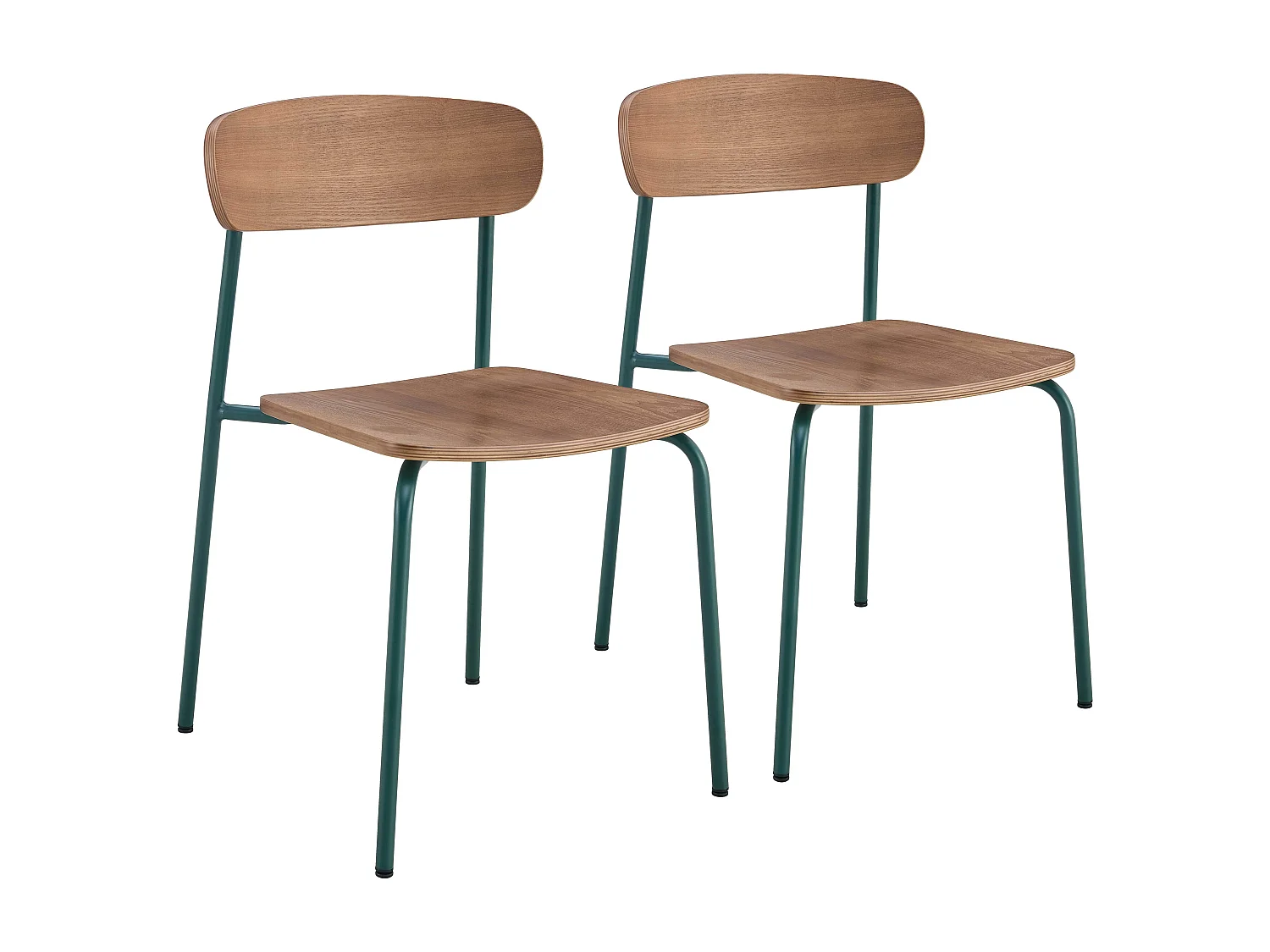 Set van 2 kaki groene houten stoelen