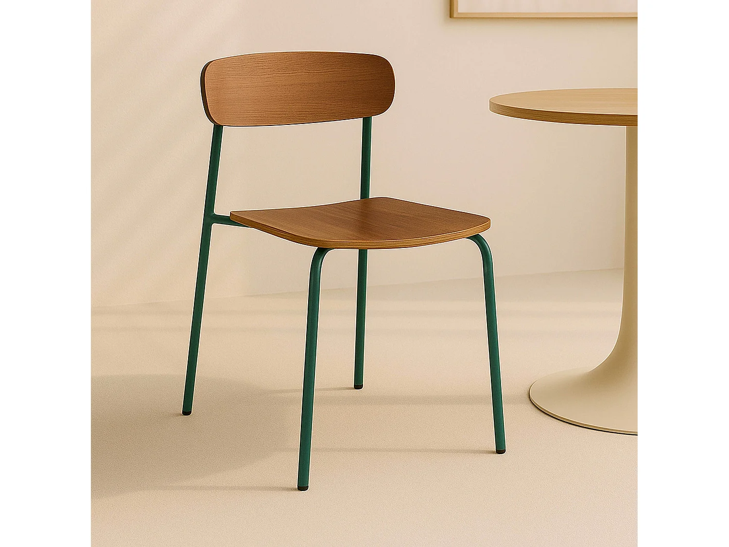 Set van 2 kaki groene houten stoelen