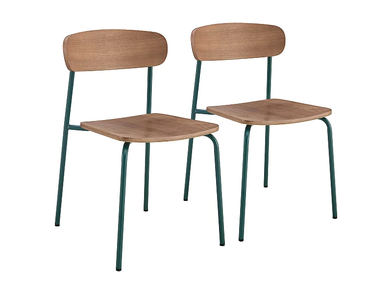Lot de 2 chaises en bois vert kaki
