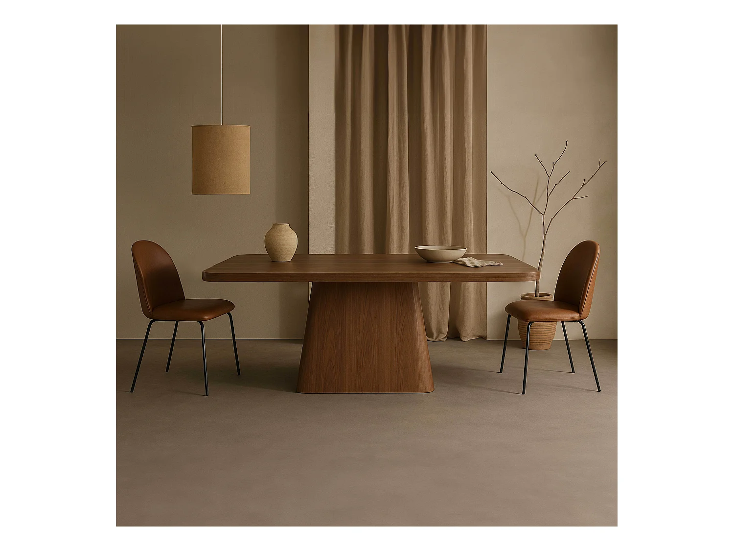 Table à manger scandinave rectangulaire 180 cm 6-8 places effet bois foncé
