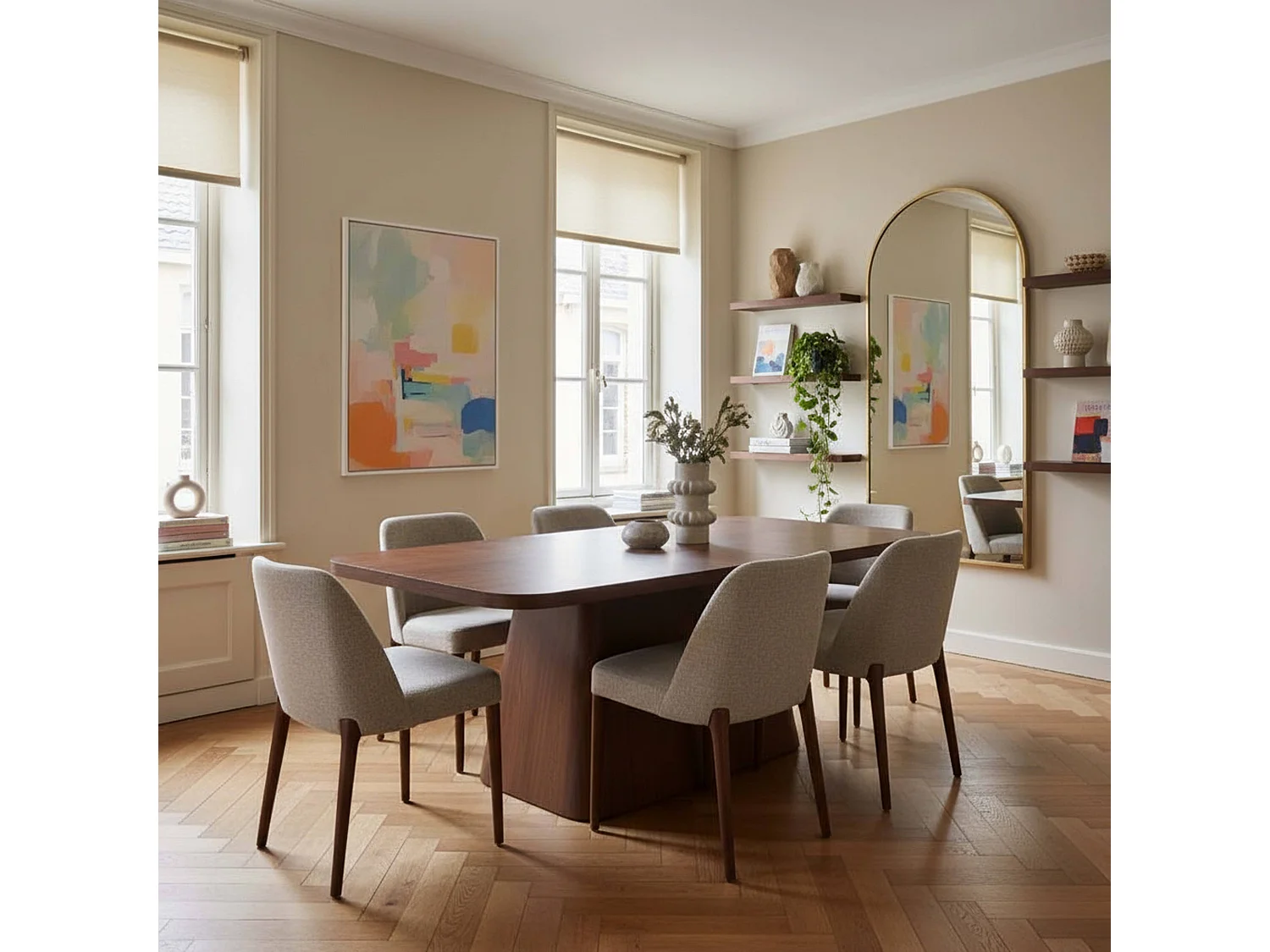 Table à manger scandinave rectangulaire 180 cm effet bois foncé