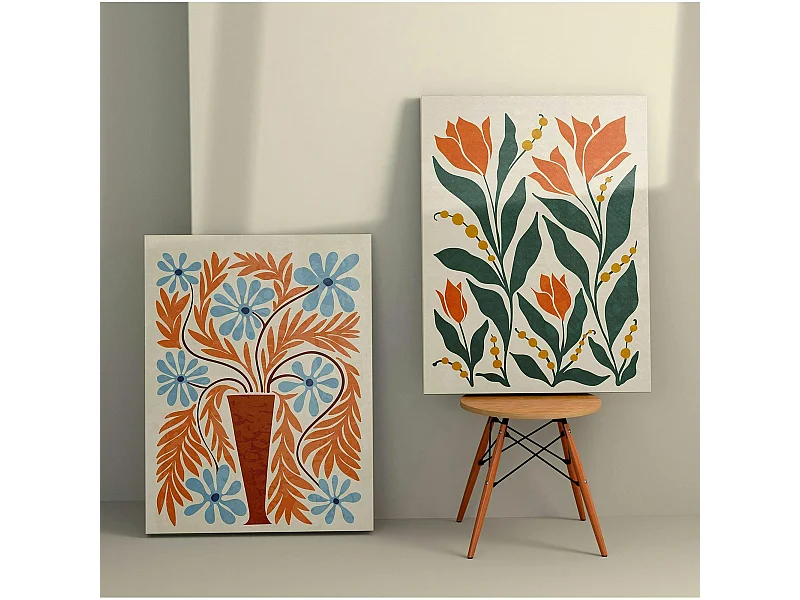 Tableau nature 70s – tons orangés (set de 2)