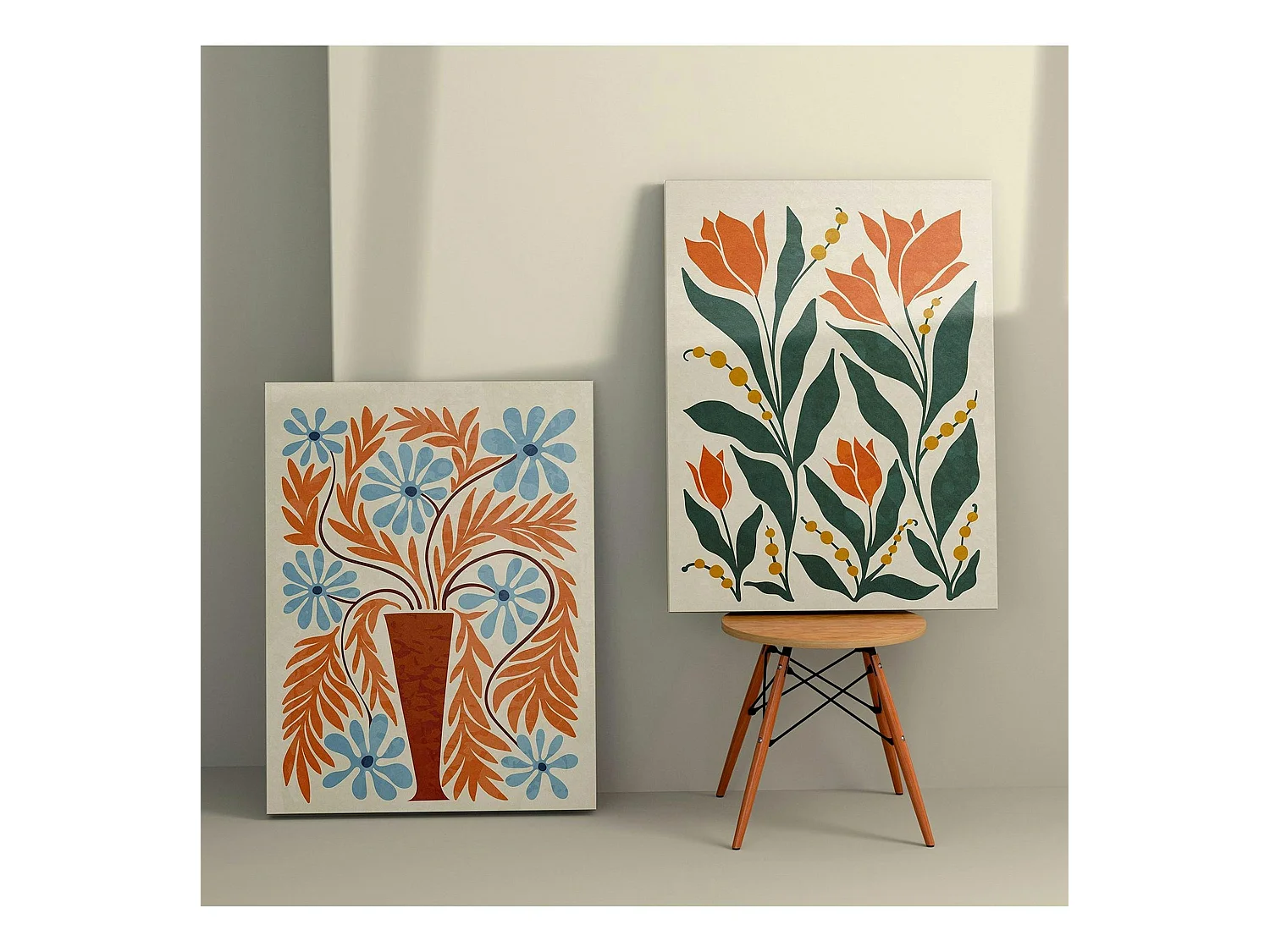 Tableau nature 70s – tons orangés (set de 2)