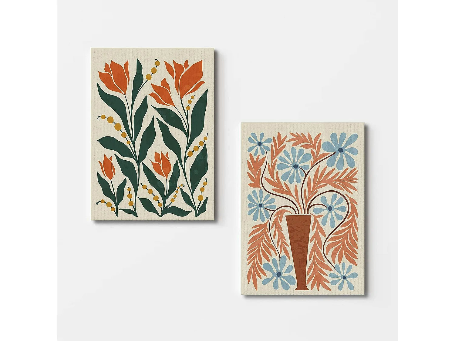 Tableau nature 70s – tons orangés (set de 2)