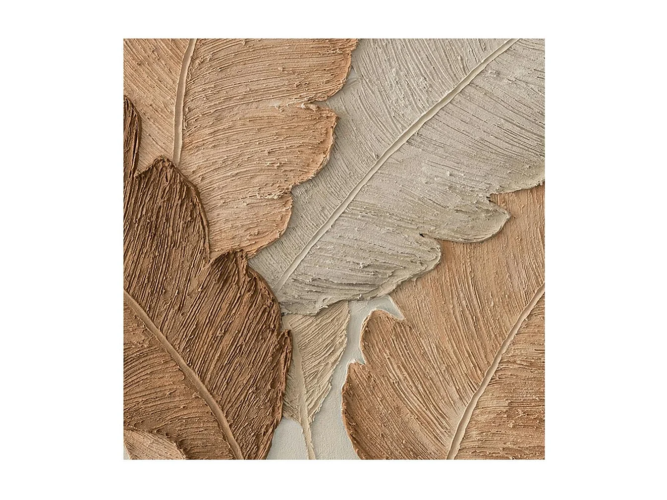 Tableau feuilles tropicales avec relief 80x80 cm