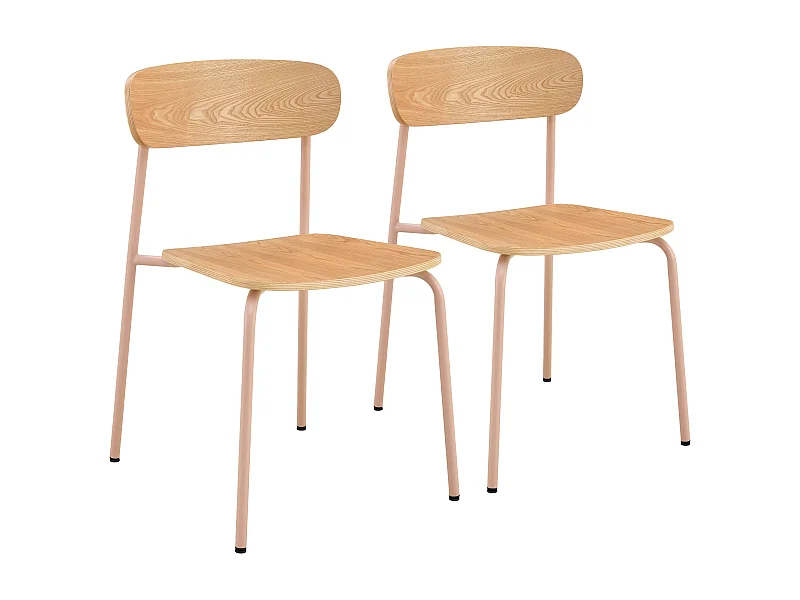 Lot de 2 chaises en bois rose