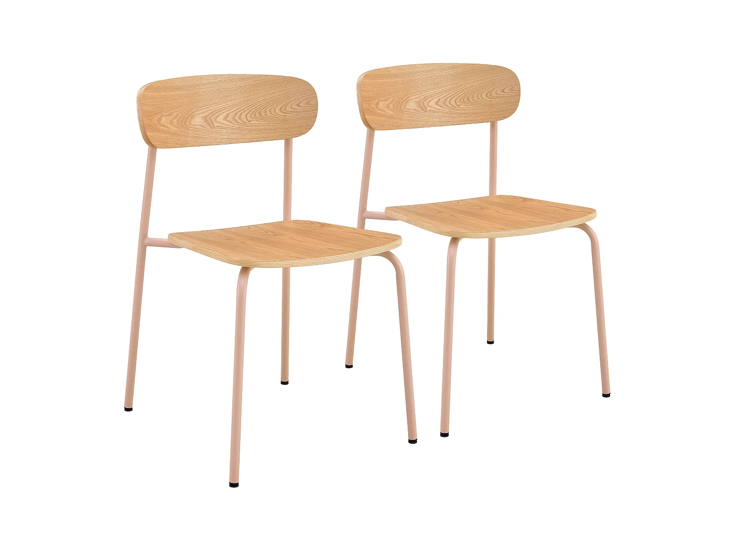 Lot de 2 chaises en bois rose