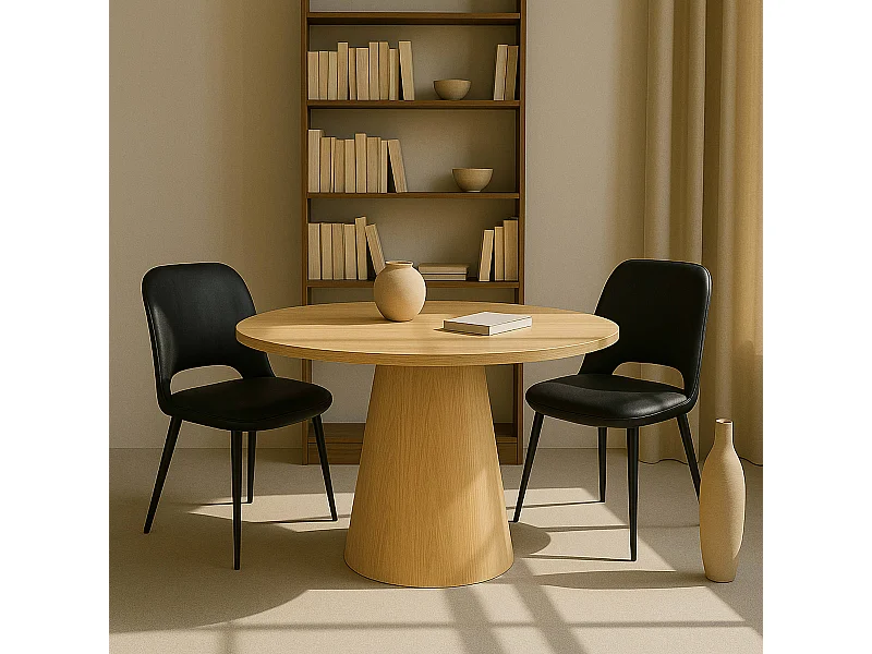 Table à manger scandinave ronde 120 cm effet bois clair
