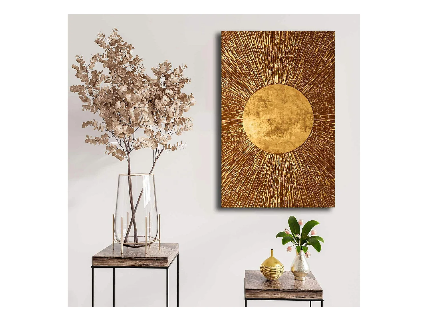 Tableau doré motif soleil – sur toile