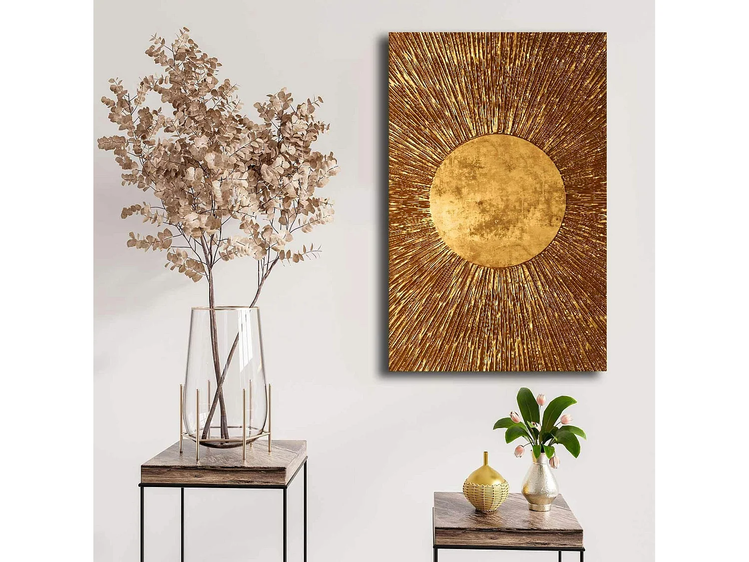 Tableau doré motif soleil – sur toile