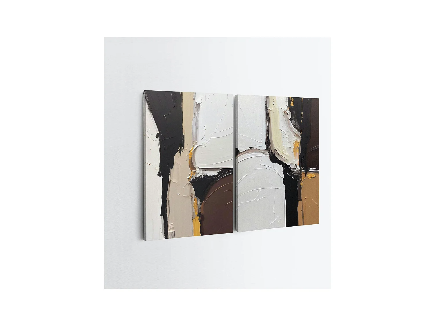 Tableau abstrait – tons noir, taupe et blanc (set de 2)