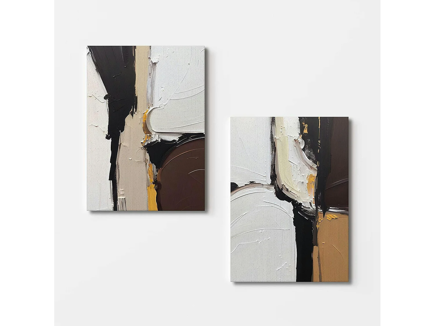 Tableau abstrait – tons noir, taupe et blanc (set de 2)