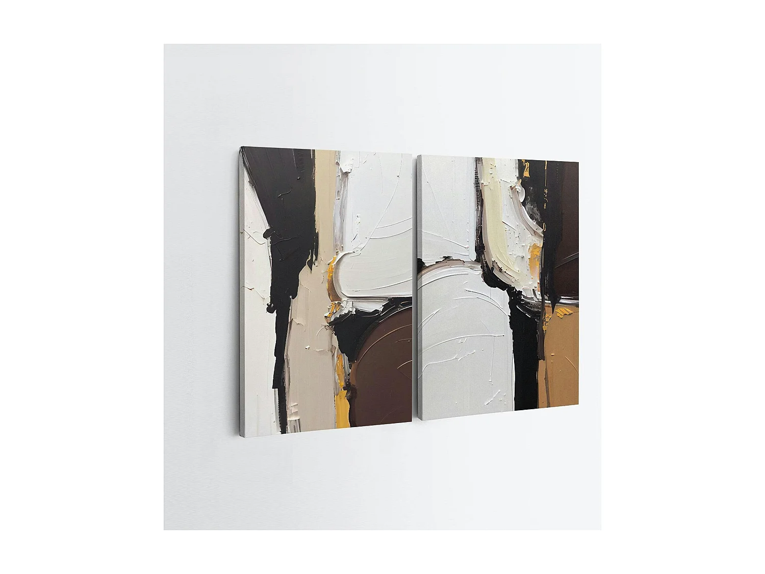 Tableau abstrait – tons noir, taupe et blanc (set de 2)