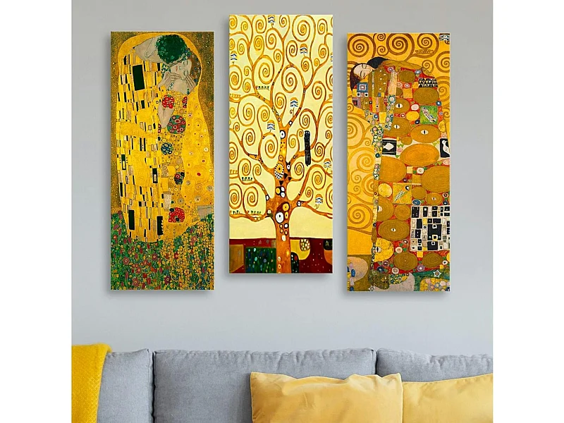 Tableau décoratif Klimt – Baiser, Arbre, Etreinte (set de 3)