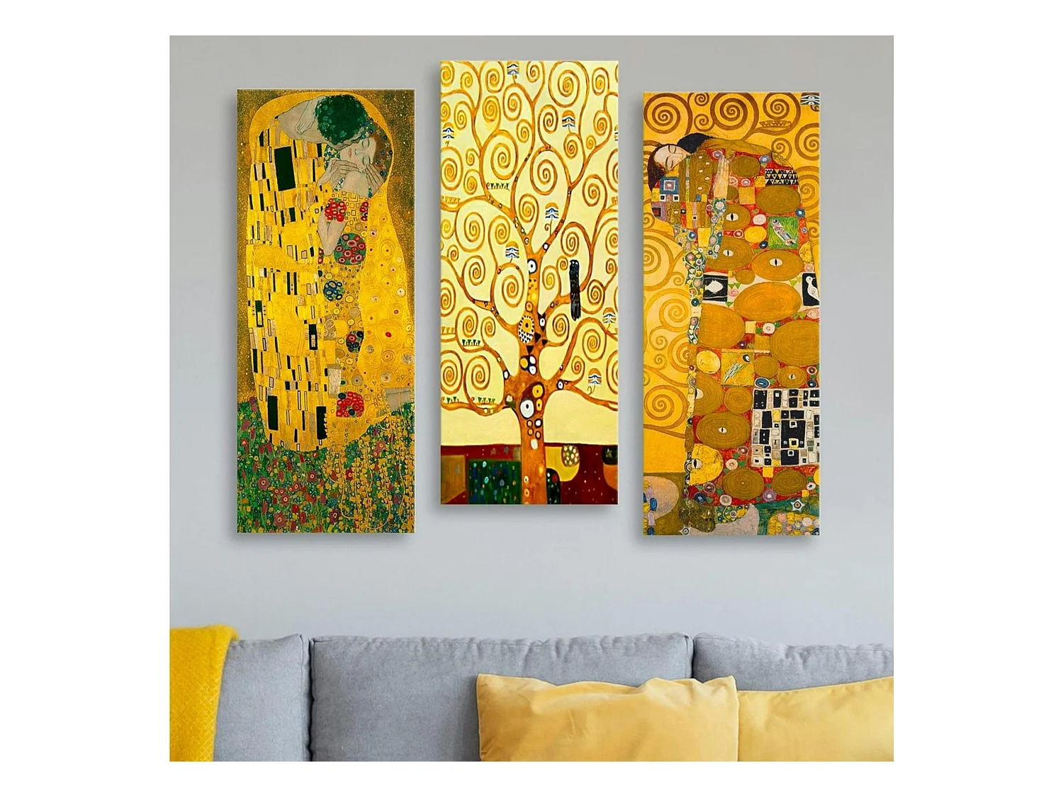 Tableau décoratif Klimt – Baiser, Arbre, Etreinte (set de 3)