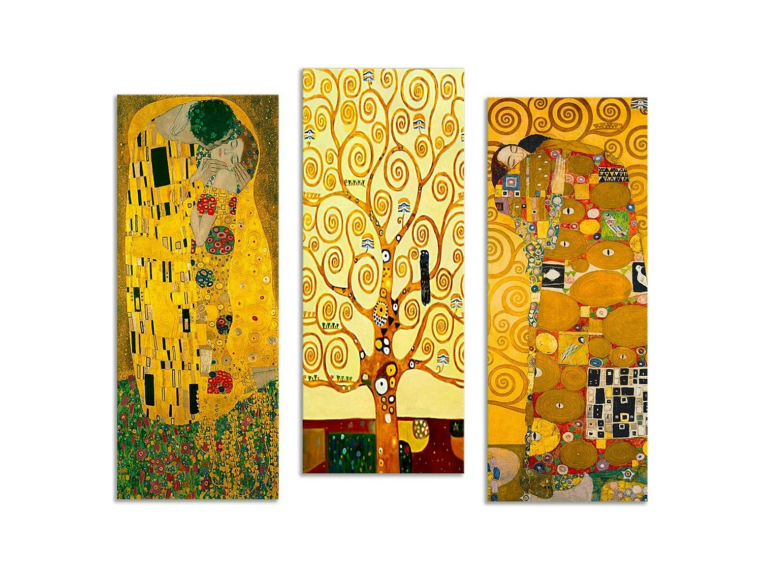 Tableau décoratif Klimt – Baiser, Arbre, Etreinte (set de 3)