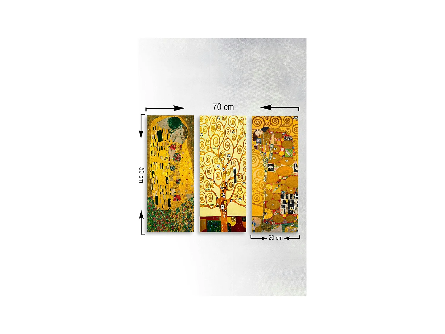Tableau décoratif Klimt – Baiser, Arbre, Etreinte (set de 3)