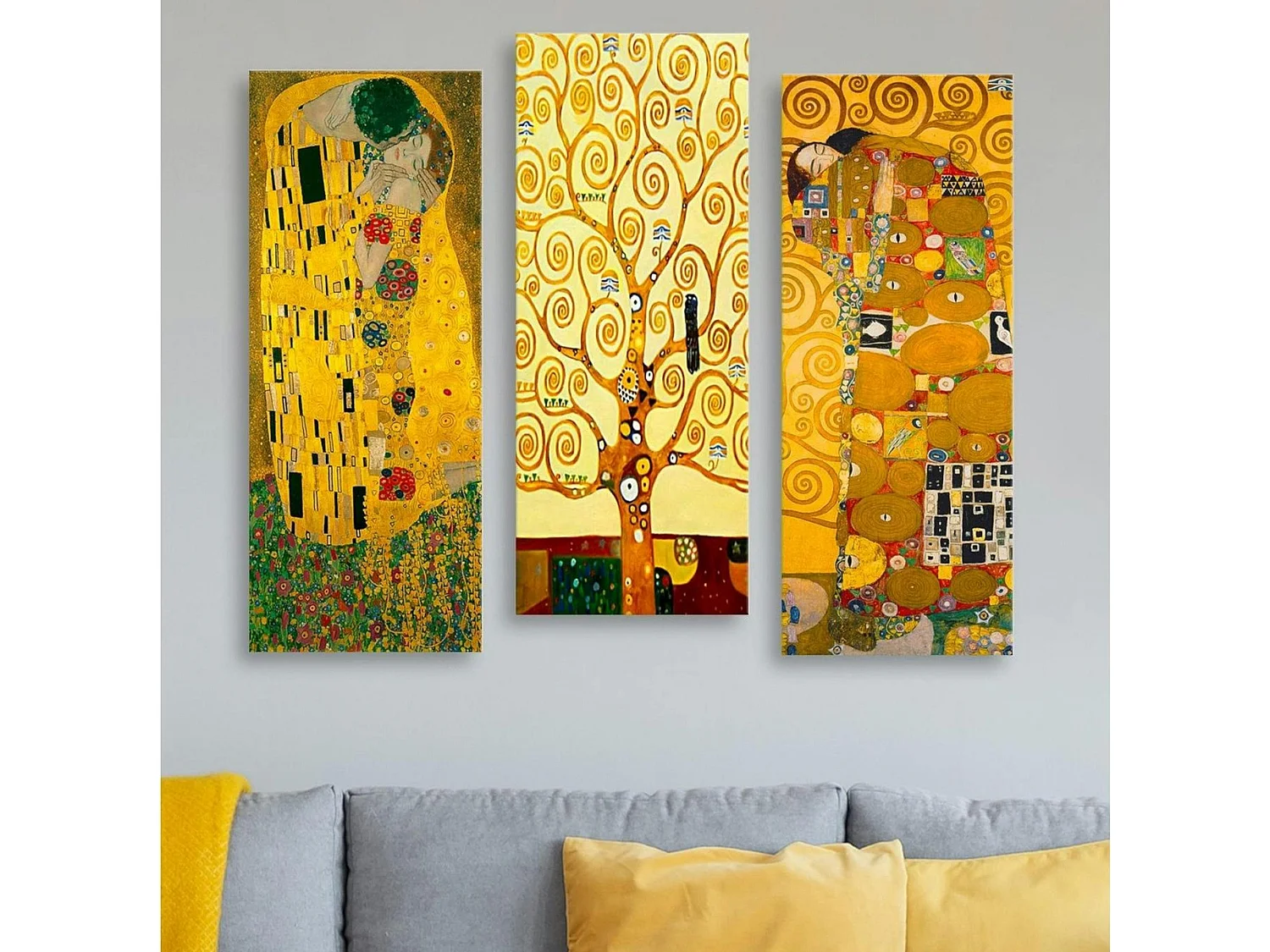 Tableau décoratif Klimt – Baiser, Arbre, Etreinte (set de 3)