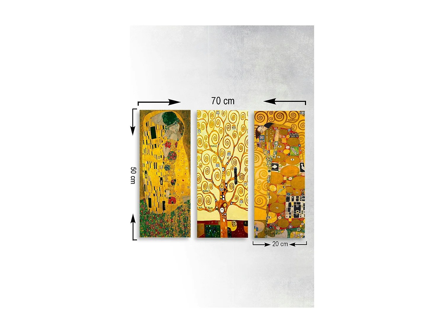 Tableau décoratif Klimt – Baiser, Arbre, Etreinte (set de 3)