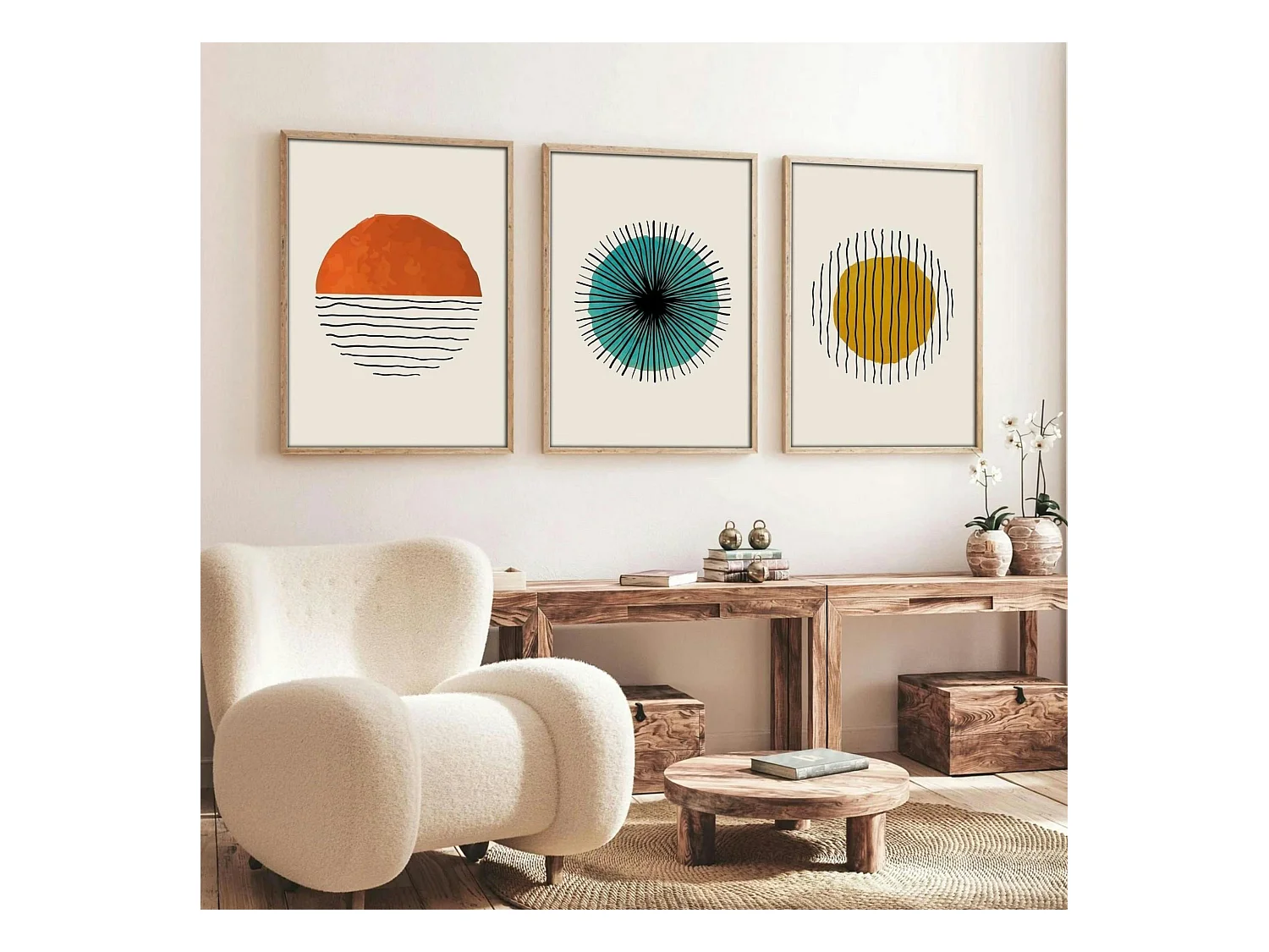 Tableau graphique – cercle coloré moderne (lot de 3)