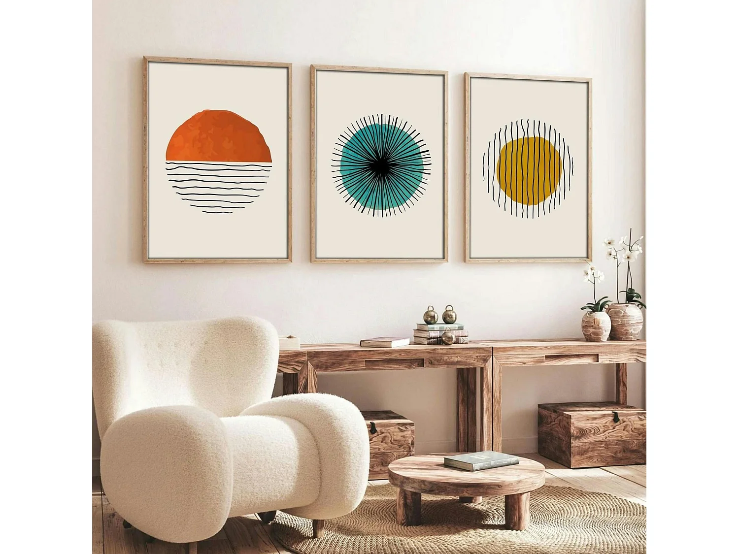 Tableau graphique – cercle coloré moderne (lot de 3)