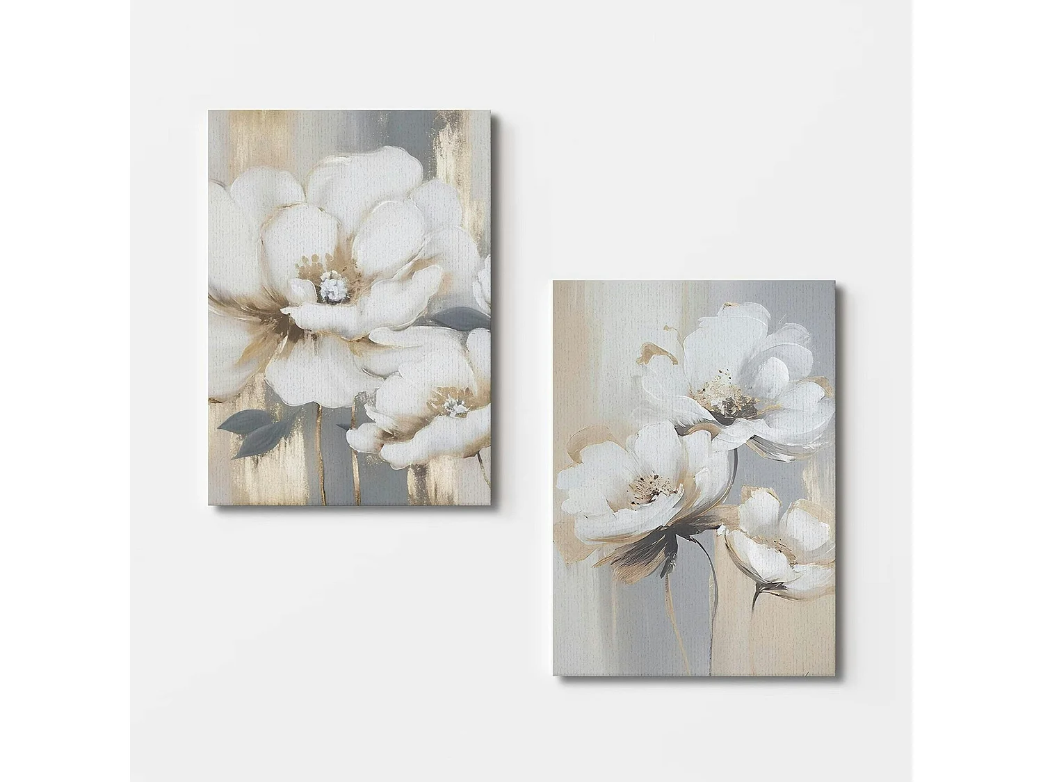 Tableau de fleurs blanches – pour décoration murale (set de 2)