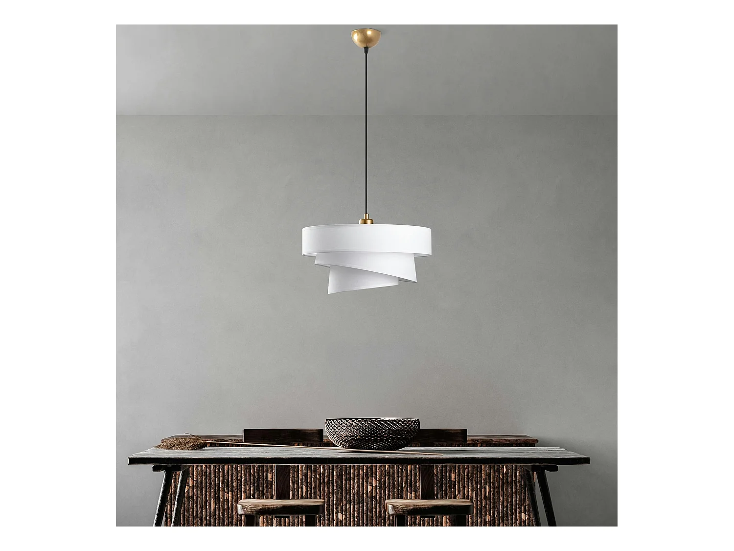 Suspension de chambre design – blanche, effet ruban ZURICH