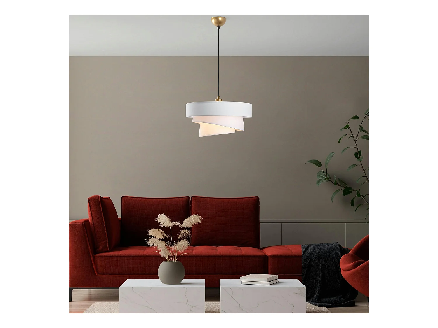 Suspension de chambre design – blanche, effet ruban ZURICH