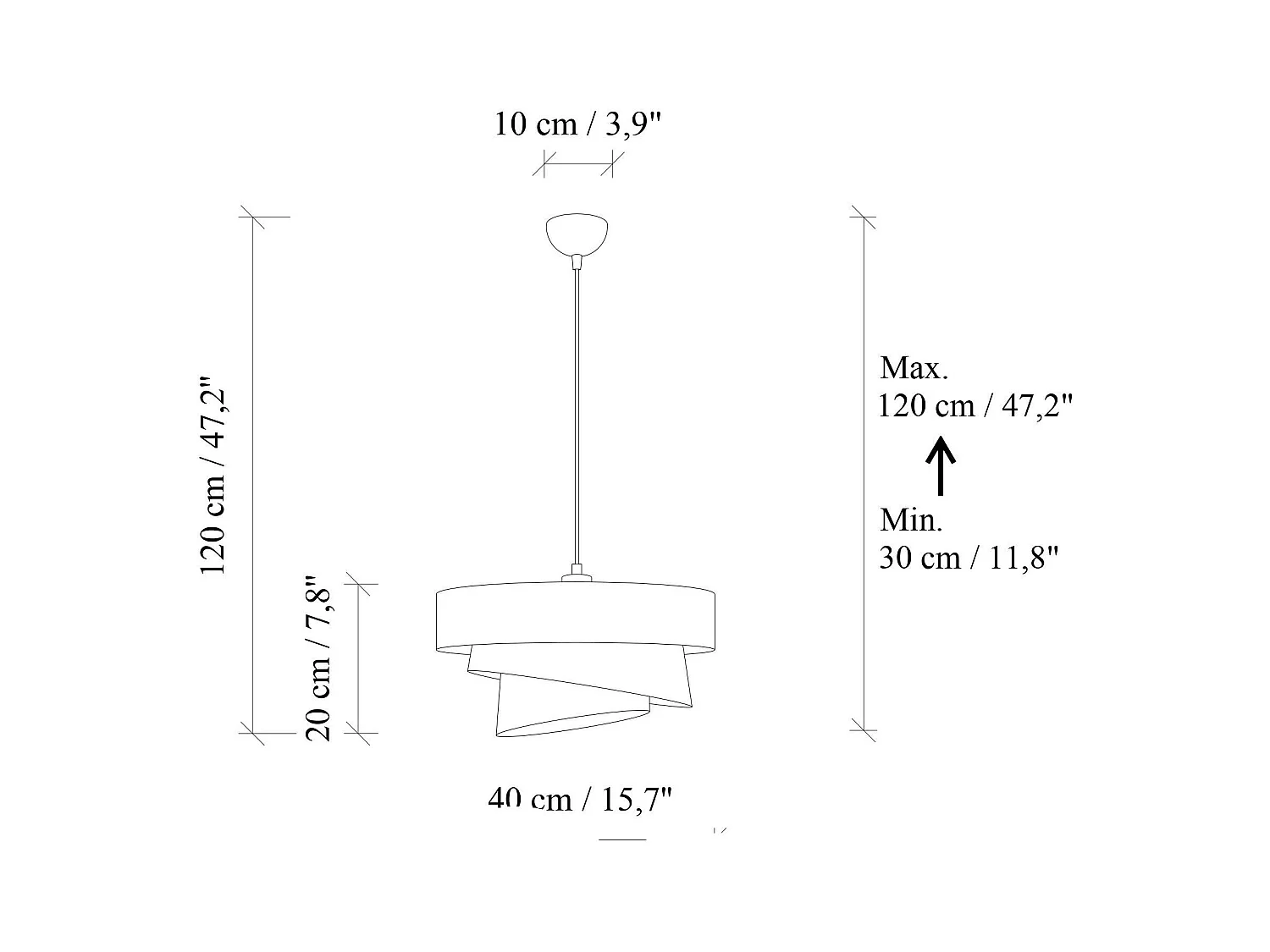 Suspension de chambre design – blanche, effet ruban ZURICH