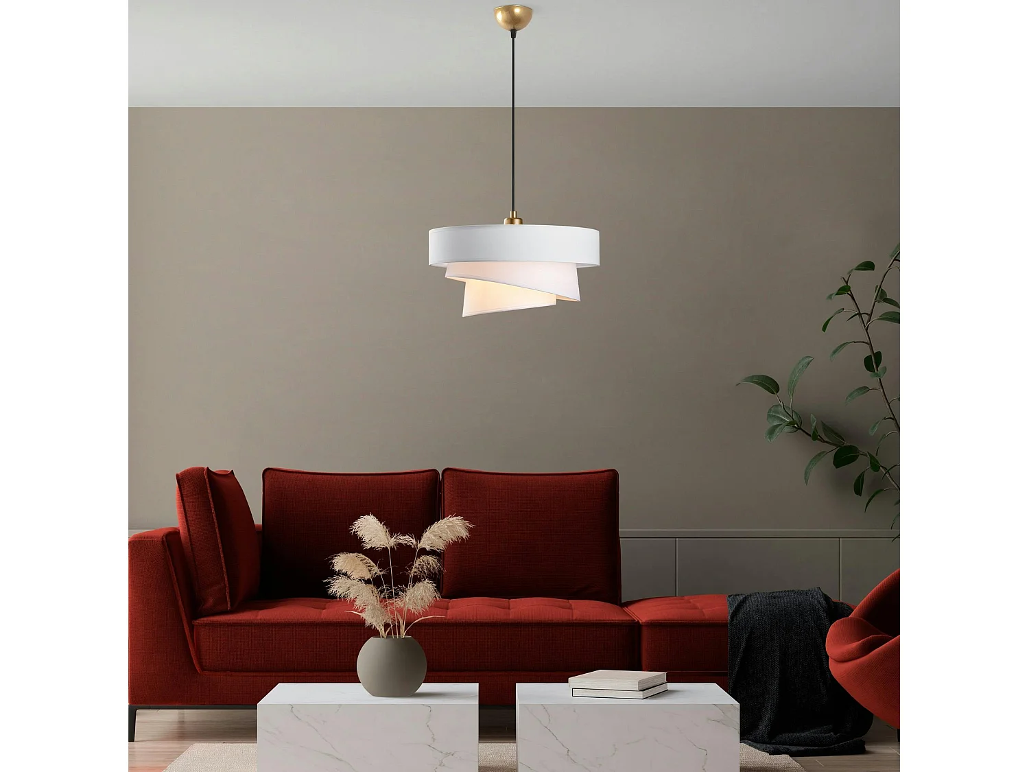 Suspension de chambre design – blanche, effet ruban ZURICH