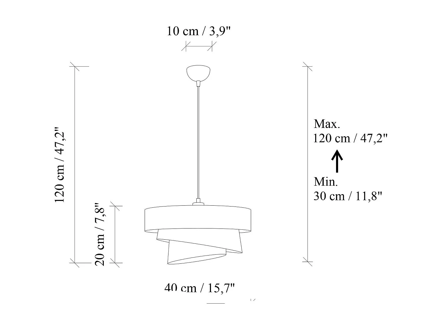 Suspension de chambre design – blanche, effet ruban ZURICH