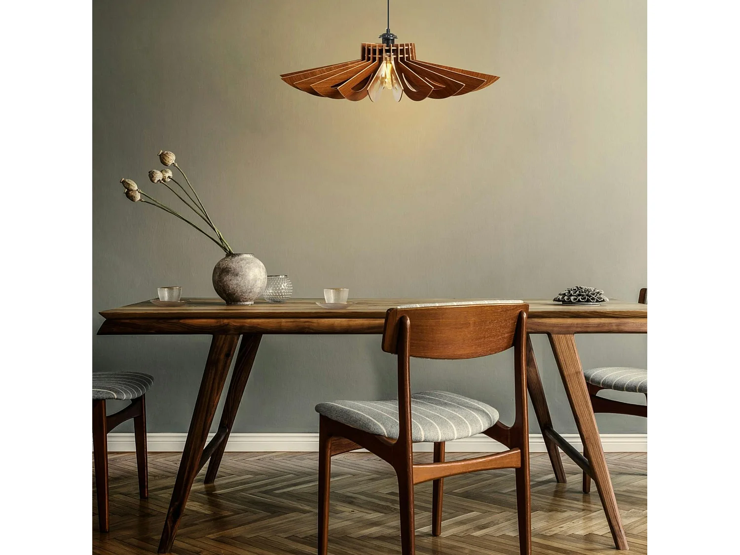 Suspension salle à manger marron - forme florale BIEL