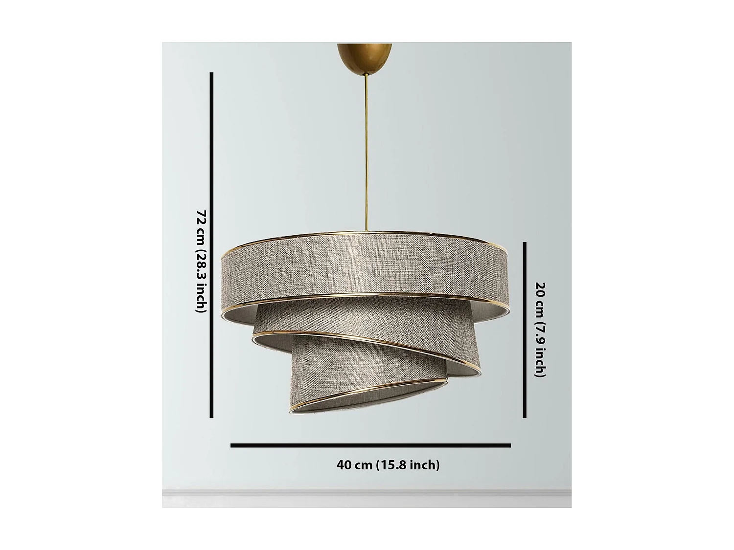 Suspension salon beige chiné - abat-jour triple ZURICH